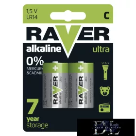 RAVER alkaline battery LR14 (C) 2 pcs/blister pack