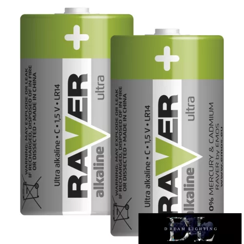 RAVER alkaline battery LR14 (C) 2 pcs/blister pack