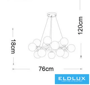 UNIVERSO Pendant light 15xG9 max.10w D760x180x1200mm IP20 Old gold