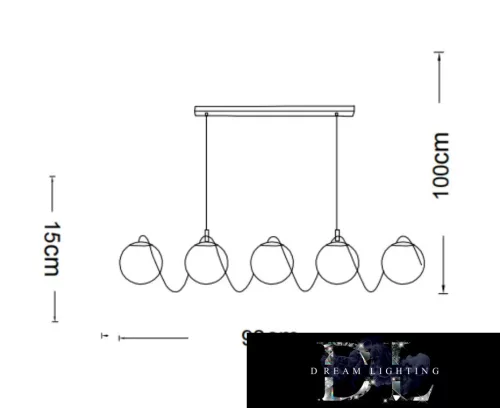 UNIVERSO Pendant light 5xG9 max.10w 920x150x1000mm IP20 Old gold