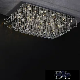   ELDLUX Crystal Glass Ceiling Lamp Chrome LED 24×5W 4000k IP20 1050x700x340mm