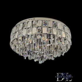   ELDLUX Crystal Glass Ceiling Lamp Chrome LED 15×5W 4000k IP20 ∅650x390mm