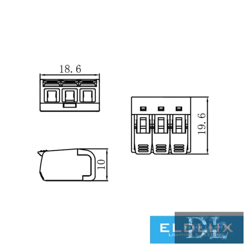 ELDLUX 3-pole openable cable connector 100 pcs/box