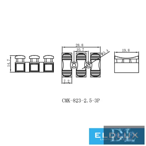 ELDLUX 3-pole cable connector (spring-loaded 2.5 mm²) 100 pcs/pack