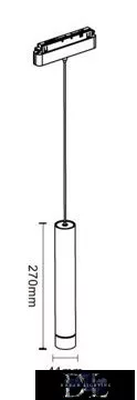 UNIVERSO Magnetic rail mountable pendant DC:48V 8W 680LM 3000K RA90 IP20 D41x270mm Black