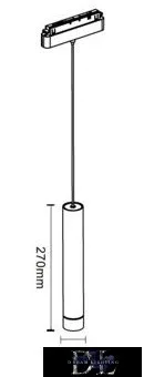 UNIVERSO Magnetic track mountable pendant DC:48V 8W 680LM 4000K RA90 IP20 D41x270mm Black