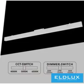   UNIVERSO Linear lamp for single-phase rail 36w 4680lm CCT.kap 110° IP20 White 1185x36x72mm
