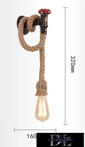 UNIVERSO Hemp rope wall lamp 1xE27 IP20 160x320mm black
