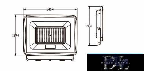 UNIVERSO LED spotlight 100W 9000lm 3000k IP65 black 212x246x36mm