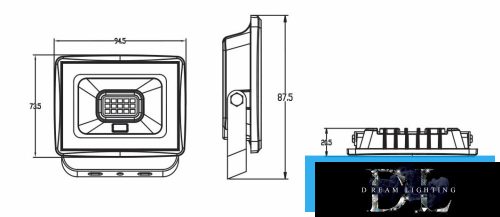 UNIVERSO LED spotlight 10w 900lm 6500k IP65 black 87x94x20mm