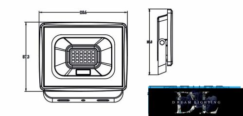 UNIVERSO LED spotlight 20w 1800lm 6500k IP65 black 101x110x22mm