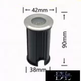 UNIVERSO Underwater lamp LED AC/DC-12/24v 1w 90lm 3000k 30° IP68 steel Ø42-Ø38x90mm