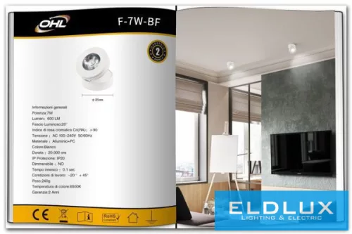 UNIVERSO Wall-mounted spotlight 7w 600lm 6500k 20° IP20 White D85x100mm