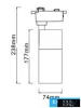 UNIVERSO Single-phase rail lamp 15w 1270lm CCT.kap 38°  IP20 Black D74x238mm