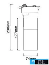 UNIVERSO Single-phase rail lamp 15w 1270lm CCT.kap 38°  IP20 Black D74x238mm