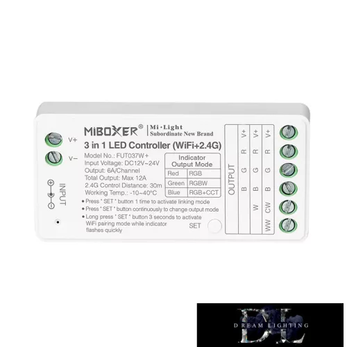 MIBOXER 3in1 WiFi + RF 2.4G RGB/RGBW/RGB-CCT LED Strip Controller DC:12-24V Max:12A