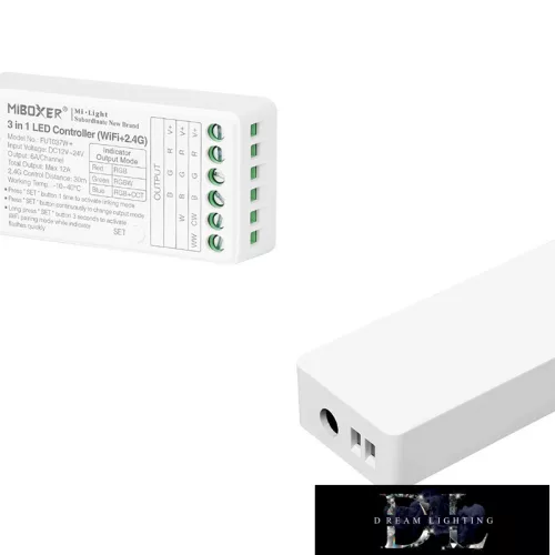 MIBOXER 3in1 WiFi + RF 2.4G RGB/RGBW/RGB-CCT LED Strip Controller DC:12-24V Max:12A