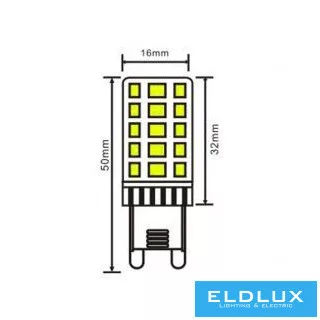 UNIVERSO LED bulb dimmable G9 4W 400lm 6500K CRI≥80 Ø16x50mm