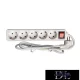 ELDLUX Extension cord with switch, 5 sockets, 3 m x 1.5㎟, IP20, white