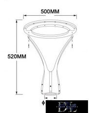 UNIVERSO Outdoor garden lamp head 100w 9300lm 4000k IP65 black D500x520mm