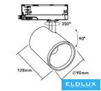UNIVERSO Three-phase track spotlight 40w 4650lm 4000k Ra90 38° IP20 White D90x128mm 5 years
