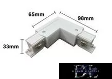 UNIVERSO L-shaped extension element for three-phase rail, white, 98x98x33mm