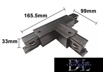 UNIVERSO T-shaped extension piece for three-phase track, black 165x99x33mm