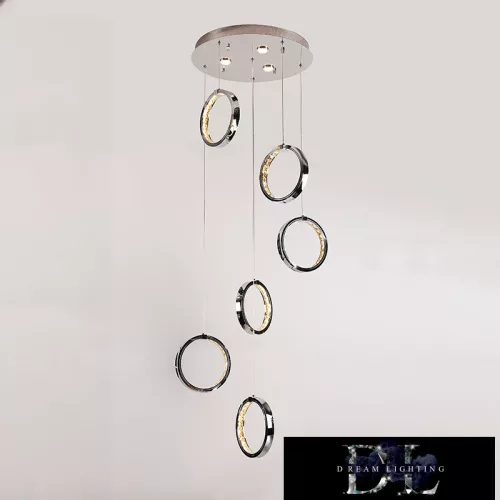 ELDLUX RINGS crystal glass pendant lamp chrome 57W 4000K