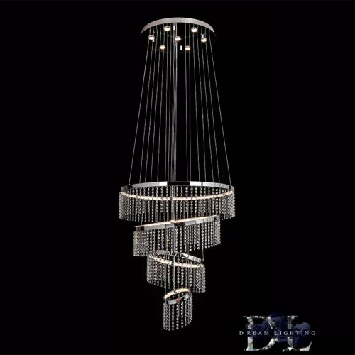 ELDLUX RINGS crystal glass pendant light chrome 149W 4000K