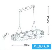 UNIVERSO Crystal glass chandelier 50w 4000lm CCT rose gold 800x300x1500mm