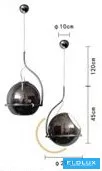UNIVERSO Pendant light 1xE27 Max.60w IP20 Chrome/Black D290x450x1200mm
