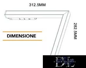 UNIVERSO Magnetic rail mountable L-shaped linear lamp DC:48V 24W 1800LM 3000K RA90 IP20 312x282mm Black