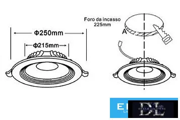 UNIVERSO LED recessed lamp 30w 3000lm CCT.kap 120° IP20 White D250mm Cutout:D225mm