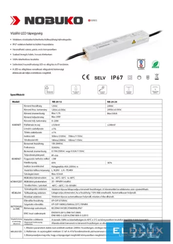 NOBUKO B Series 24V 20W IP67 Outdoor LED Power Supply