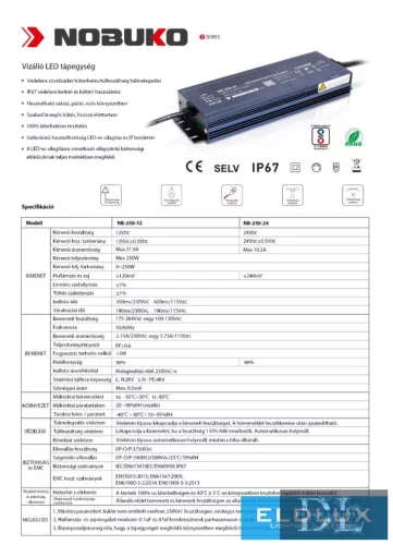 NOBUKO B Series 24V 250W IP67 Outdoor LED Power Supply