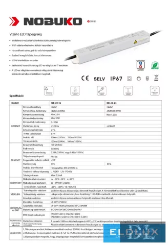 NOBUKO B Series 12V 30W IP67 Outdoor LED Power Supply