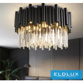 ELDLUX Crystal glass ceiling lamp E14×3 D300x300mm Black