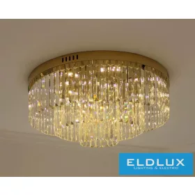 ELDLUX Crystal glass ceiling lamp E14×10 D600x350mm Gold