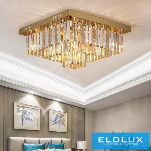 ELDLUX Crystal glass ceiling lamp E14×13 D600x600x350mm Gold