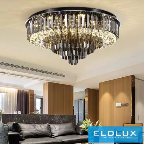 ELDLUX Crystal glass ceiling lamp E14×13 D580x350mm Black