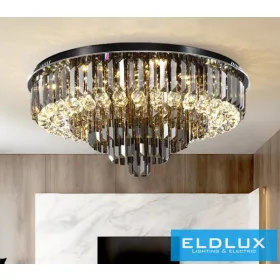 ELDLUX Crystal glass ceiling lamp E14×19 D780x350mm Black