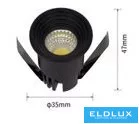 UNIVERSO Mini spot light fixture 3w 6500k 300lm 30° IP20 Black D35x47mm Cutout: D28mm