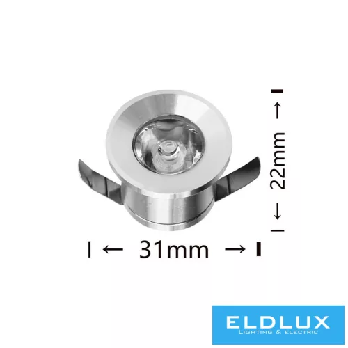 UNIVERSO mini spot light fixture 1w 6500K 100lm 30° IP20 ∅31×22mm silver