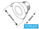 UNIVERSO Mini spot light fixture 3w 6500k 270lm 30° IP20 Chrome D52x40mm Cutout: D40mm