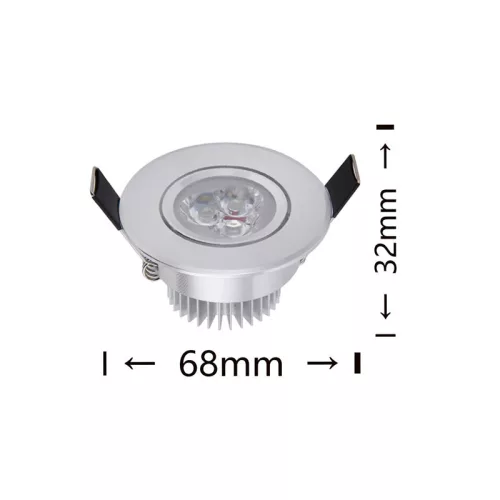 UNIVERSO mini spot light fixture 3w 6500K 270lm 30° IP20 ∅68×32mm silver