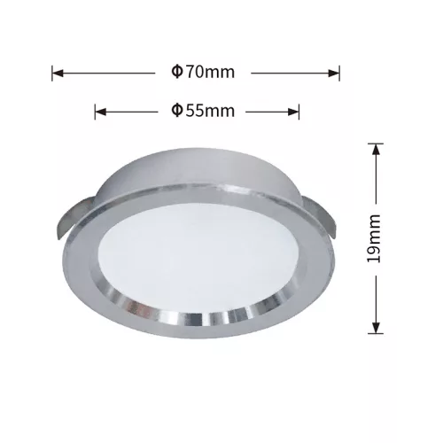 UNIVERSO mini spot light fixture 3w 6500K 240lm 120° IP20 ∅70×19mm silver