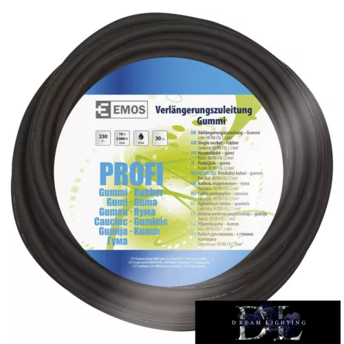 EMOS extension cord 1 socket 30 m 3×1.5 mm² IP44