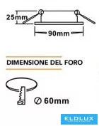 UNIVERSO Recessed spot light 1xPAR16 without socket IP20 Chrome D90x25mm cutout: D60mm