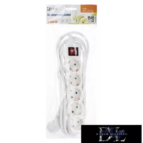 EMOS power strip (extension cord) 5 sockets 3m 1.5mm² switchable