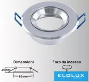 UNIVERSO Recessed spotlight 1xPAR16 without socket IP20 Chrome D86x26mm cutout: D72mm